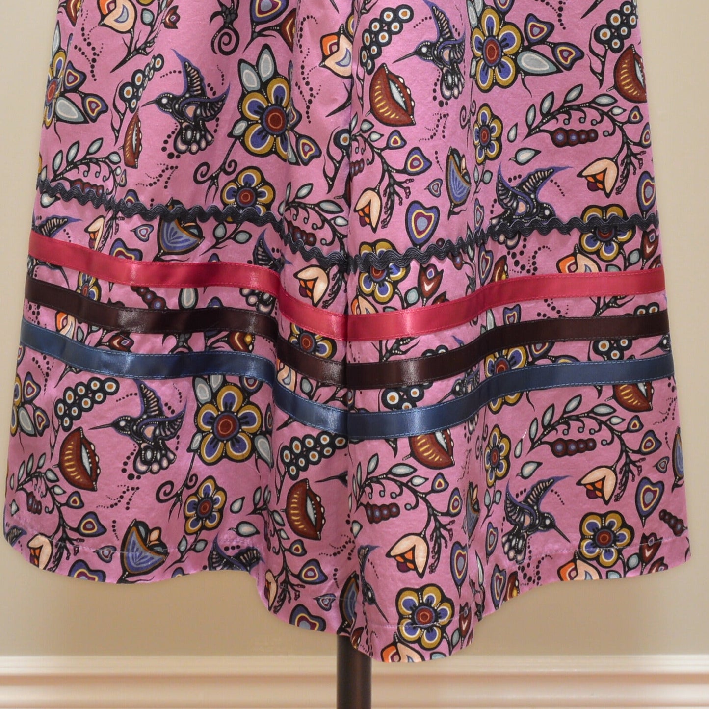 Lavender Ojibwe Hummingbird Floral Ribbon Skirt