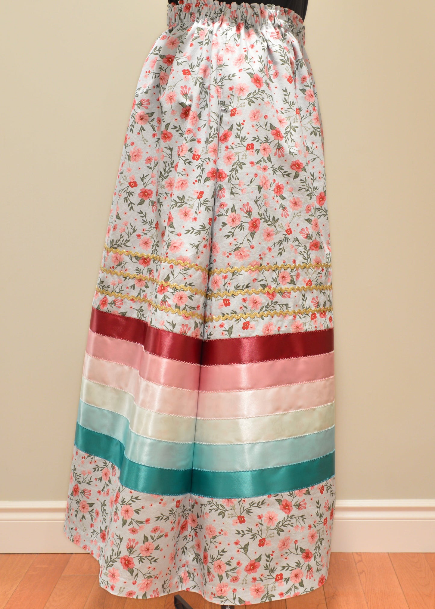 Vintage Floral Ribbon Skirt
