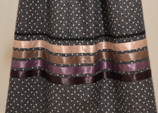 Black/White Floral Ribbon Skirt