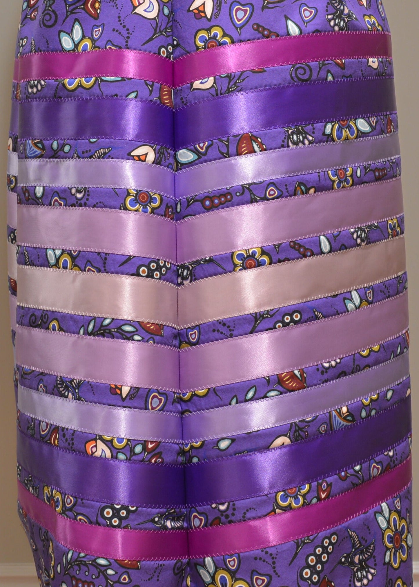 Purple Ojibway Florals Ribbon Skirt