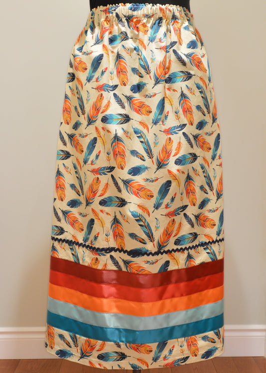 Orange/Turquoise Feather Ribbon Skirt