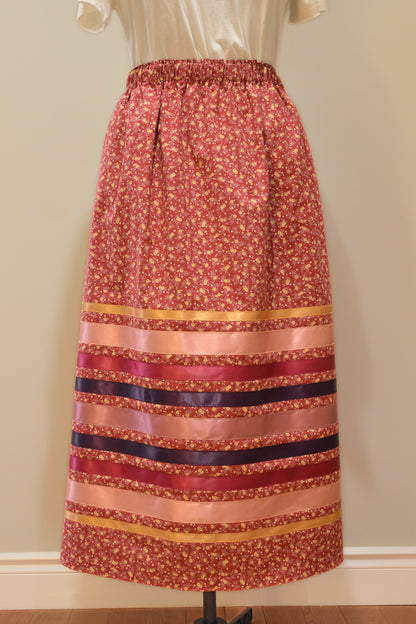 Cranberry Red Floral Skirt