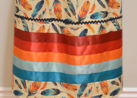 Orange/Turquoise Feather Ribbon Skirt