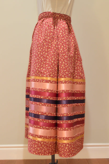 Cranberry Red Floral Skirt