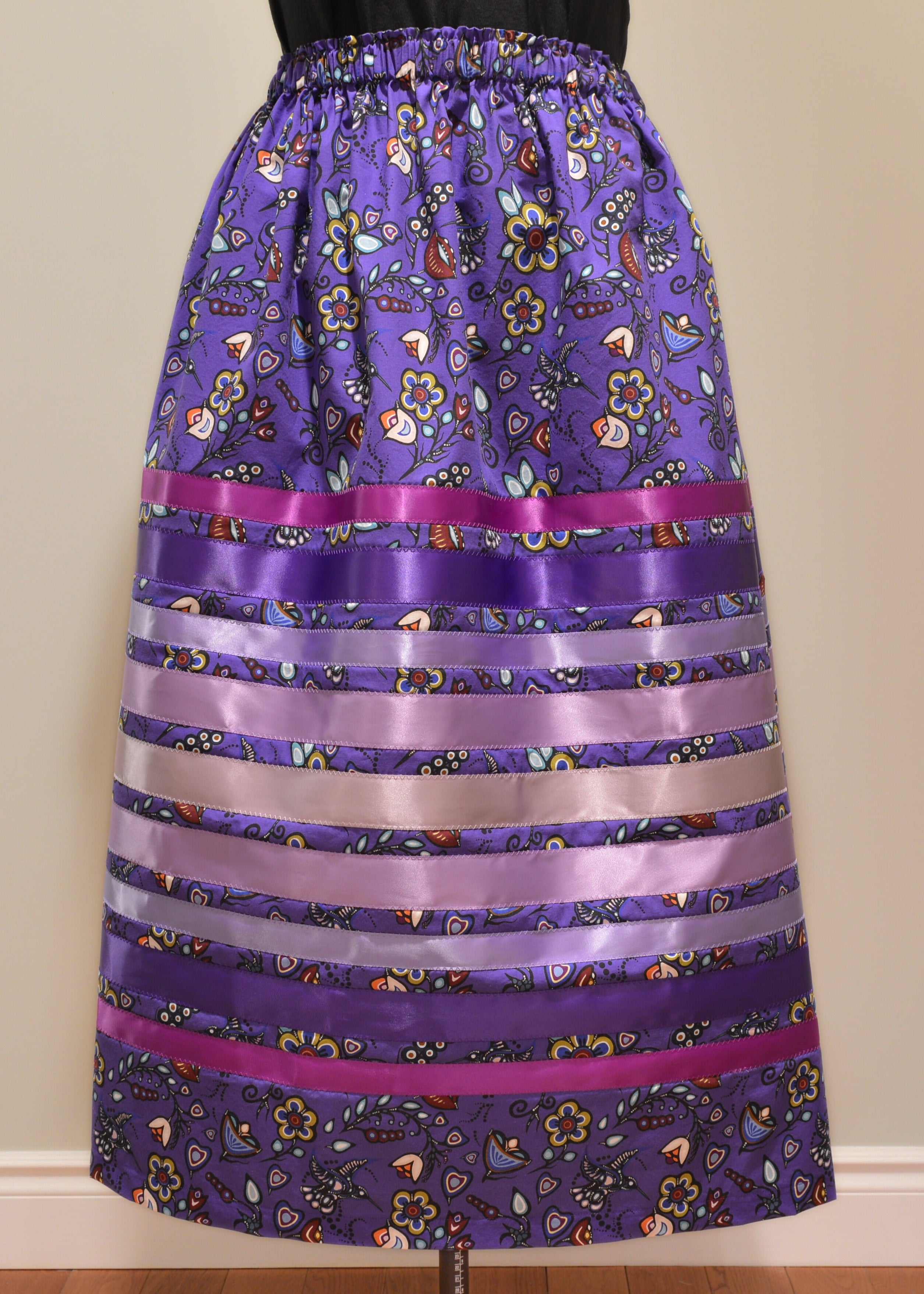Purple Ojibway Florals Ribbon Skirt – Ribbon Skirt Designs