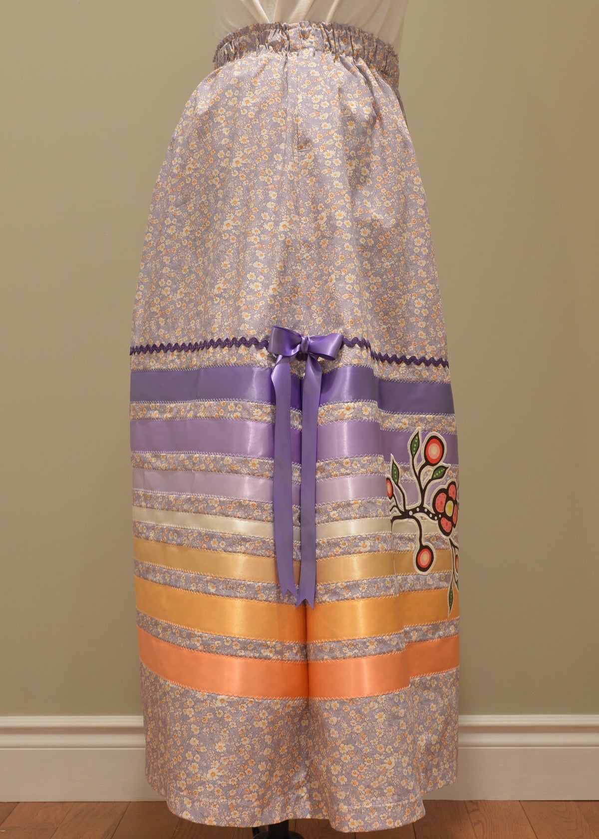 Lavendar Floral Ribbon Skirt Cotton Applique