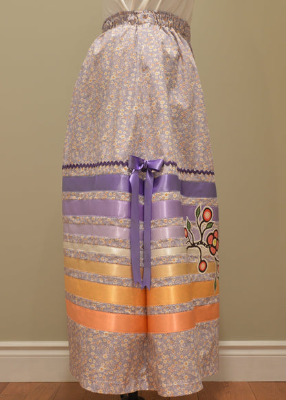 Lavendar Floral Ribbon Skirt Cotton Applique