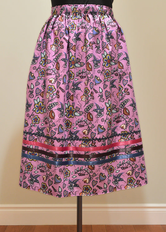 Lavender Ojibwe Hummingbird Floral Ribbon Skirt