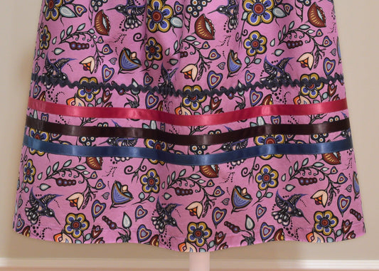 Lavender Ojibwe Hummingbird Floral Ribbon Skirt